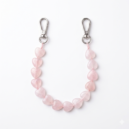 ROSE QUARTZ HEARTS BRACELET LOVE . HEALING